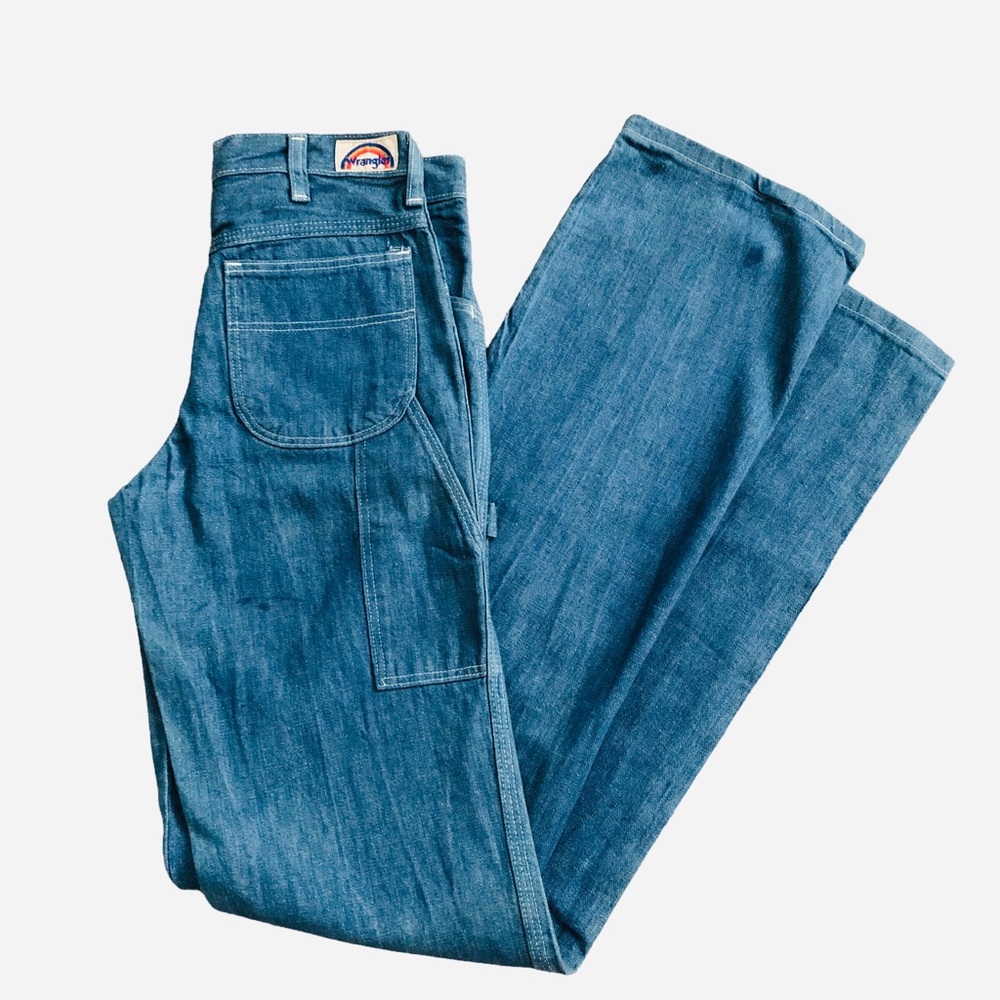 Size 25 - 70s Wrangler Student Friar Tuck Straight jeans Rainbow patch 28x36